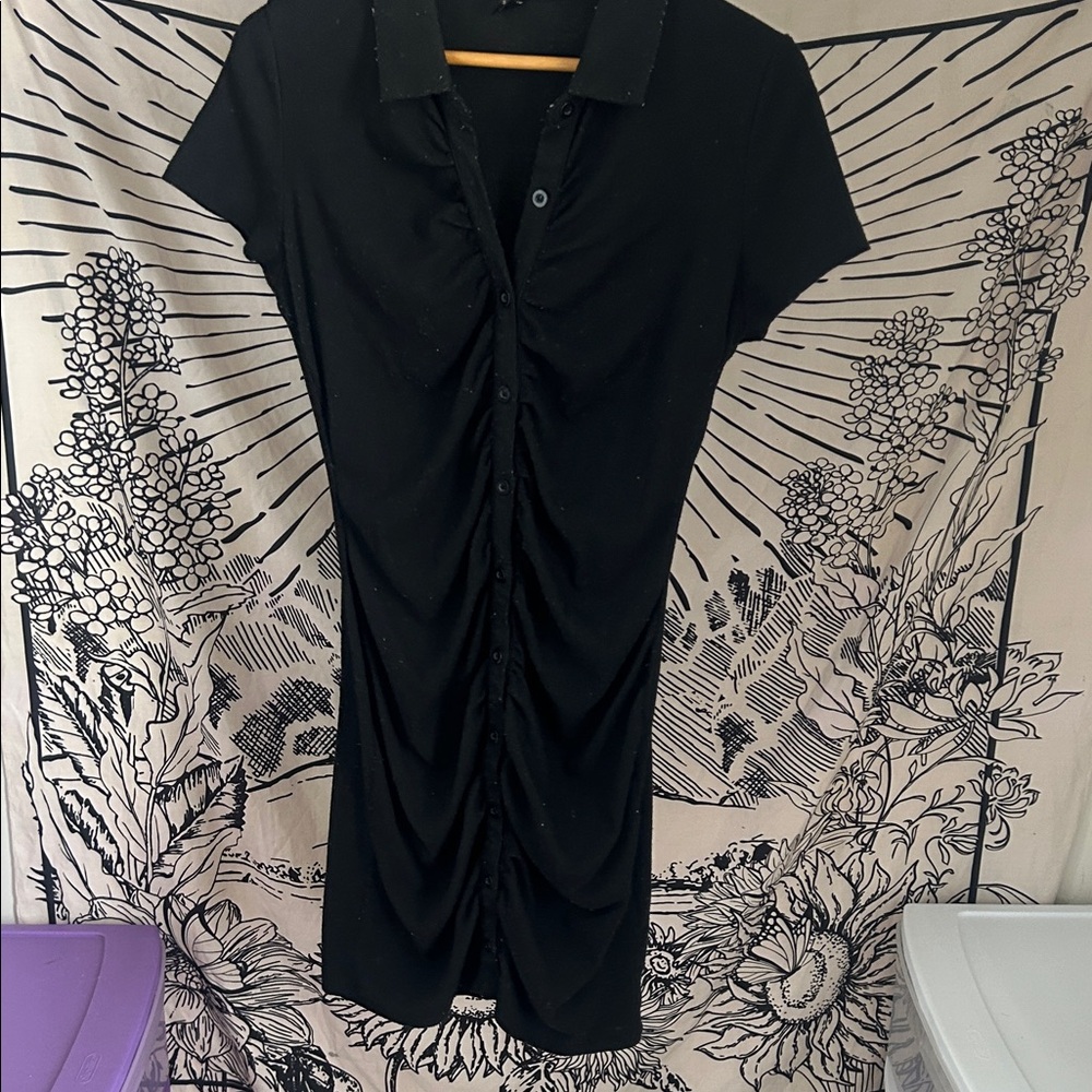 SHEIN Black Ruched Mini Dress